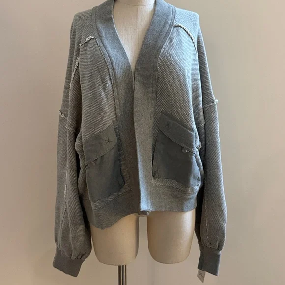We The Free Lou Day Cardi Cardigan Sweatshirt XS NEW With Tags Heather Grey - Picture 2 of 10